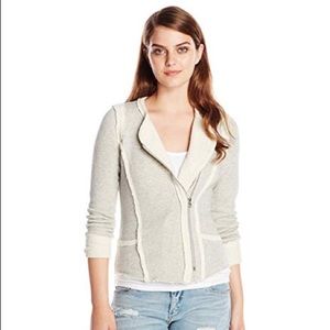 Lucky Brand Raw Edge Asymmetric Cream Knit Jacket